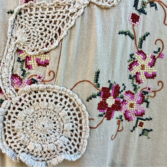 Boho Embroidered Cream Wide-Leg Jumpsuit - Picture 8 of 10